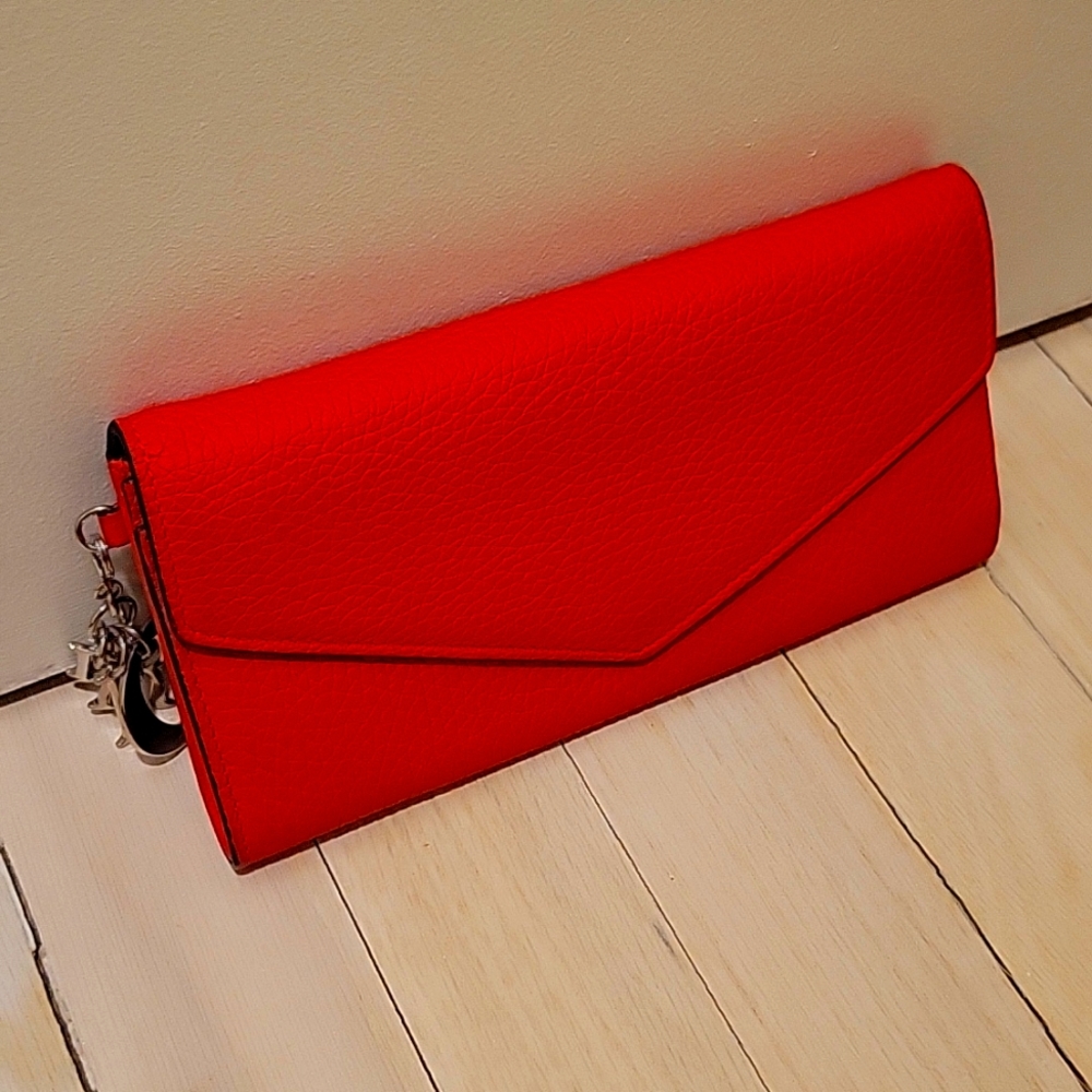 Dior red chain wallet